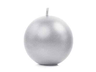 Opakowanie Świeca metalizowana Kula srebrny 6cm 10szt