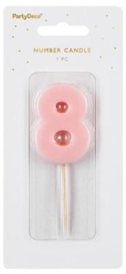 Opakowanie Świeczka 8 jasno różowa 5.5cm