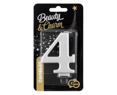Opakowanie Świeczka B&C 4 metalik srebrna 8,0cm