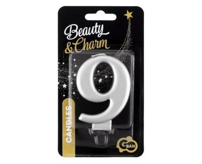 Opakowanie Świeczka B&C 9 metalik srebrna 8,0cm