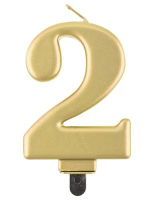 Opakowanie Świeczka cyferka 2 Beauty&Charm metalik złota 8cm