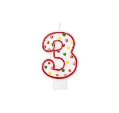 Opakowanie Świeczka cyferka 3 kropki 7,6cm