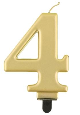Opakowanie Świeczka cyferka 4 Beauty&Charm metalik złota 8cm