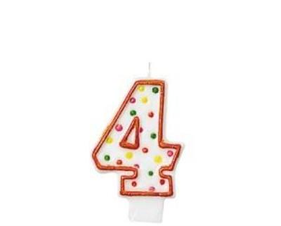 Opakowanie Świeczka cyferka 4 kropki 7,6cm