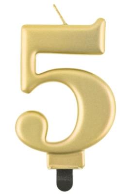 Opakowanie Świeczka cyferka 5 Beauty&Charm metalik złota 8cm