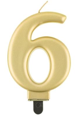 Opakowanie Świeczka cyferka 6 Beauty&Charm metalik złota 8cm