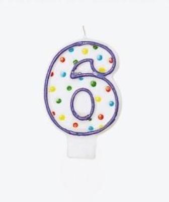 Opakowanie Świeczka cyferka 6 kropki 7,6cm
