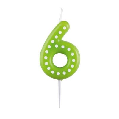 Opakowanie Świeczka cyferka 6 kropki i paski