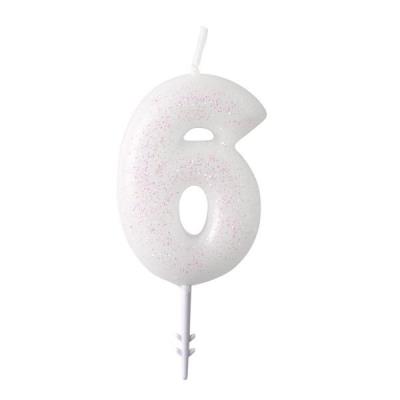 Opakowanie Świeczka cyferka 6 m błyszcząca