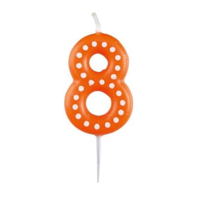 Opakowanie Świeczka cyferka 8 kropki i paski