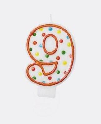 Opakowanie Świeczka cyferka 9 kropki 7,6cm