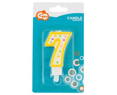Opakowanie Świeczka cyfra 7 z kropeczkami 7.5cm