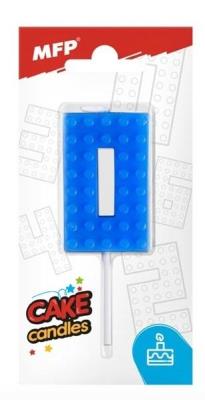 Opakowanie Świeczka klocki cyfra 0 niebieska
