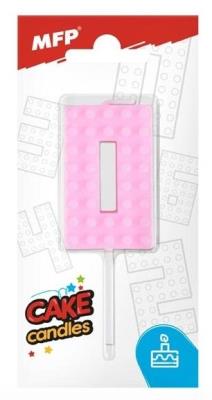 Opakowanie Świeczka klocki cyfra 0 różowa