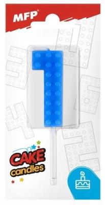 Opakowanie Świeczka klocki cyfra 1 niebieska
