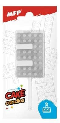 Opakowanie Świeczka klocki cyfra 3 szara