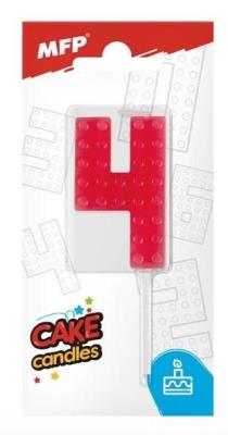Opakowanie Świeczka klocki cyfra 4 czerwona