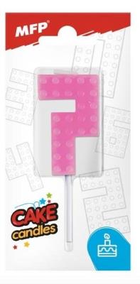 Opakowanie Świeczka klocki cyfra 7 różowa