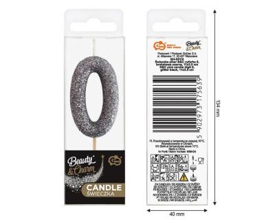 Opakowanie Świeczka piker 0 czarna brokatowa 11x3.5 cm