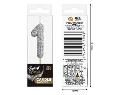 Opakowanie Świeczka piker 1 czarna brokatowa 11x3.5 cm