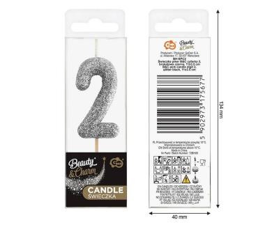 Opakowanie Świeczka piker 2 czarna brokatowa 11x3.5 cm