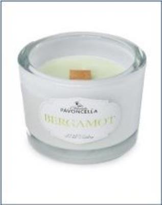 Świeczka sojowa Bergamot biała 170g. Wydawca: Pavoncella. SmakLiter.pl Opakowanie Świeczka sojowa Bergamot biała 170g