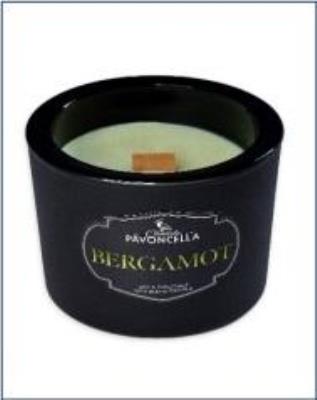 Świeczka sojowa Bergamot czarna 170g. Wydawca: Pavoncella. SmakLiter.pl Opakowanie Świeczka sojowa Bergamot czarna 170g