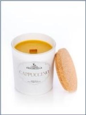 Świeczka sojowa Cappuccino biała 135g. Wydawca: Pavoncella. SmakLiter.pl Opakowanie Świeczka sojowa Cappuccino biała 135g