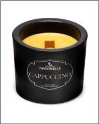 Świeczka sojowa Cappuccino czarna 170g. Wydawca: Pavoncella. SmakLiter.pl Opakowanie Świeczka sojowa Cappuccino czarna 170g