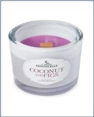 Świeczka sojowa Coconut and Figs biała 170g. Wydawca: Pavoncella. SmakLiter.pl Opakowanie Świeczka sojowa Coconut and Figs biała 170g