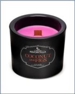 Świeczka sojowa Coconut and Figs czarna 170g. Wydawca: Pavoncella. SmakLiter.pl Opakowanie Świeczka sojowa Coconut and Figs czarna 170g