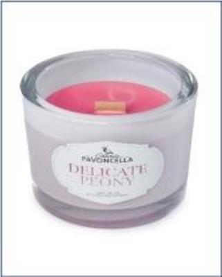 Świeczka sojowa Delicate Peony biała 170g. Wydawca: Pavoncella. SmakLiter.pl Opakowanie Świeczka sojowa Delicate Peony biała 170g