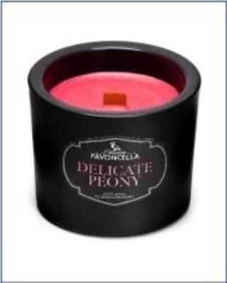 Świeczka sojowa Delicate Peony czarna 170g. Wydawca: Pavoncella. SmakLiter.pl Opakowanie Świeczka sojowa Delicate Peony czarna 170g