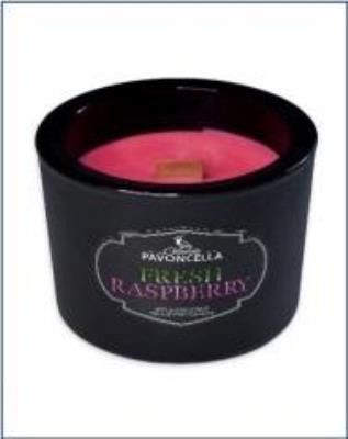 Świeczka sojowa Fresh Raspberry czarna 170g. Wydawca: Pavoncella. SmakLiter.pl Opakowanie Świeczka sojowa Fresh Raspberry czarna 170g