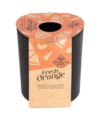 Świeczka sojowa Powąchaj mnie Fresh Orange czarny. Wydawca: Pavoncella. SmakLiter.pl Opakowanie Świeczka sojowa Powąchaj mnie Fresh Orange czarny