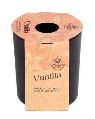 Świeczka sojowa Powąchaj mnie Vanilla czarna 130ml. Wydawca: Pavoncella. SmakLiter.pl Opakowanie Świeczka sojowa Powąchaj mnie Vanilla czarna 130ml