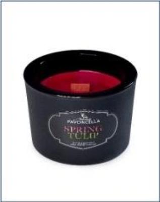 Świeczka sojowa Spring Tulip czarna 170g. Wydawca: Pavoncella. SmakLiter.pl Opakowanie Świeczka sojowa Spring Tulip czarna 170g