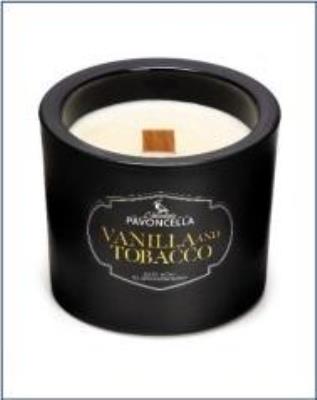 Świeczka sojowa Vanilla and Tabacco czarna 170g. Wydawca: Pavoncella. SmakLiter.pl Opakowanie Świeczka sojowa Vanilla and Tabacco czarna 170g