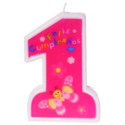 Opakowanie Świeczka urodzinowa 1 różowa 11cm