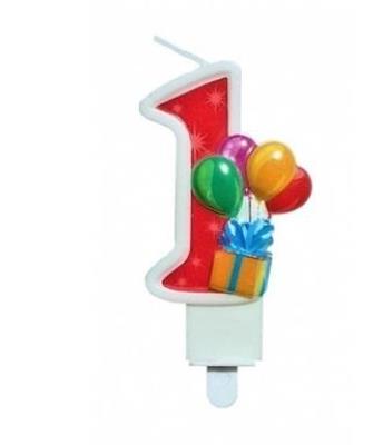 Opakowanie Świeczka urodzinowa 1 z balonami