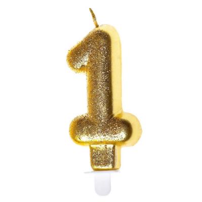 Opakowanie Świeczka urodzinowa 1 złoty brokat