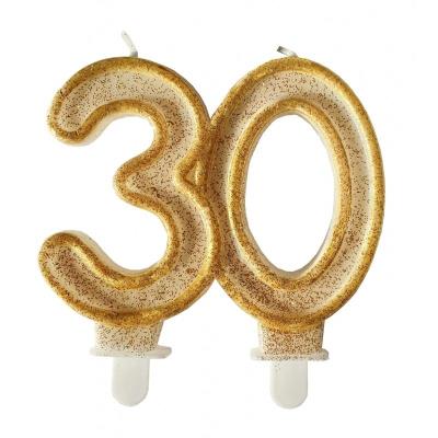 Opakowanie Świeczka urodzinowa 30 złoty brokat