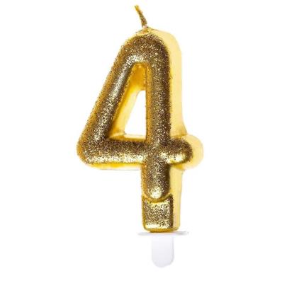 Opakowanie Świeczka urodzinowa 4 złoty brokat