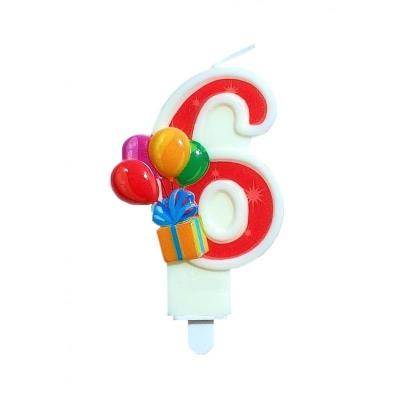 Opakowanie Świeczka urodzinowa 6 z balonami