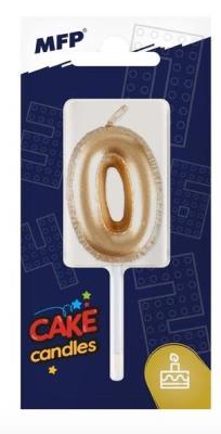 Opakowanie Świeczka złota balon cyfra 0