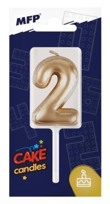 Opakowanie Świeczka złota balon cyfra 2
