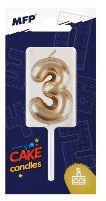 Opakowanie Świeczka złota balon cyfra 3