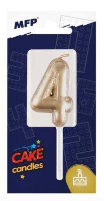 Opakowanie Świeczka złota balon cyfra 4