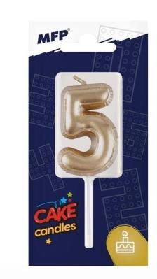 Opakowanie Świeczka złota balon cyfra 5