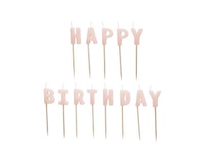 Opakowanie Świeczki Happy Birthday różowe 2,5cm 13szt